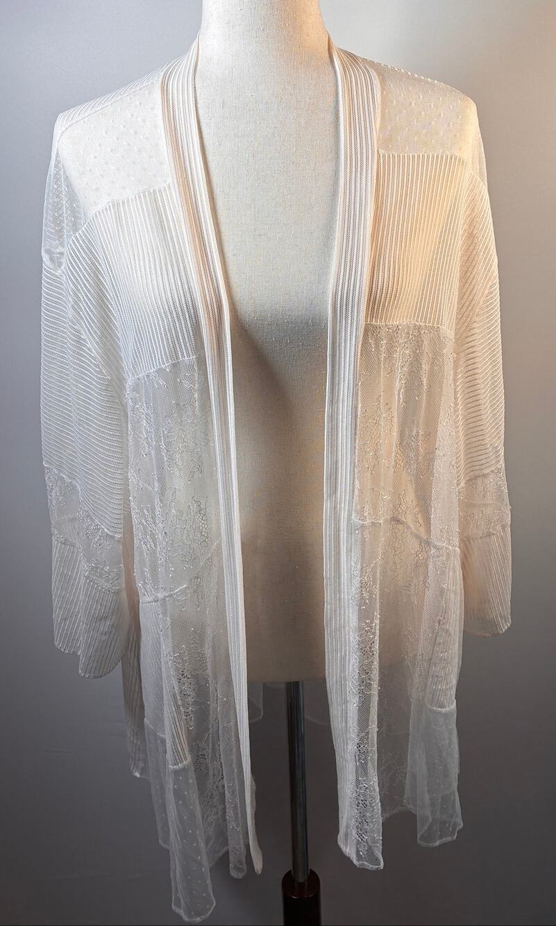 Victoria's Secret Open Front Lace Top XS S Cream Mesh Sheer Boho Romantic